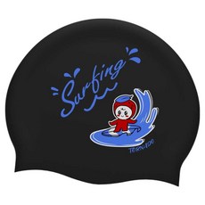龍捲風 矽膠設計款泳帽 TSC2008, 黑色, 1個