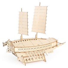 YoungModeler 英工房 迷你統制營龜船DIY立體拼圖木製模型, 1個
