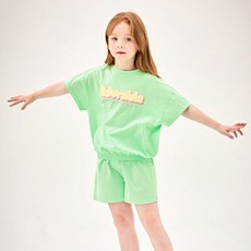 JELISPOON 女童可愛氣球袖字母印花短袖下身套裝