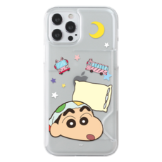 코쿼드 짱구 자이언트 페이스 반투명 카드 슬림 휴대폰 케이스