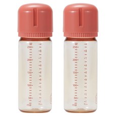JOHANSON bebis 嬰幼兒用 PPSU 無奶嘴 易清洗奶瓶 雙入組, 珊瑚粉, 2個, 260ml