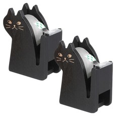 MONACO OLIVE 貓咪原木膠帶臺, 黑色, 2個