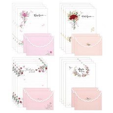 마음담아 카네이션 편지지 4종 x 4p + 봉투 4종 x 2p 세트, 감사합니다 + 사랑합니다 + Thankyou + 감사합니다두번째, 1개