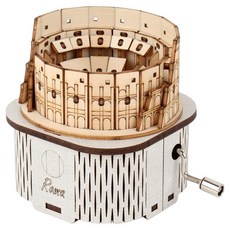 YoungModeler 英工房 手動音樂盒 羅馬競技場 DIY 立體拼圖 木製模型, 單一顏色