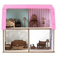 영공방 인형의 집 A Type 가구 DIY 입체퍼즐 우드모형, 혼합색상, 1개