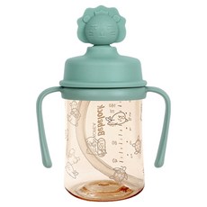 Bebelock 嬰幼兒用PPSU矽膠頂蓋吸管杯, 210ml, 1個, 深綠色