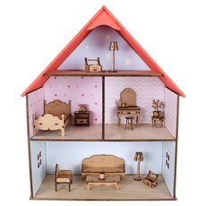 영공방 인형의 집 B Type 가구 DIY 입체퍼즐 우드모형, 혼합색상, 1개