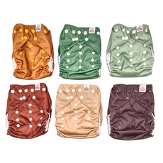 mama koala 嬰幼童成長型口袋式布尿布6件組, 美拉德風格, 1組