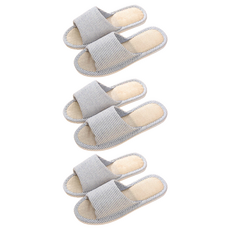 小麥購物 厚底亞麻拖鞋 細紋 C140 106g, 3雙, 藏青色