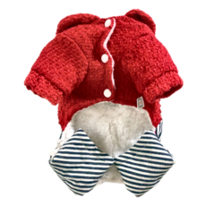 SassyDog 條紋四腳連身裝, 紅色, 1件