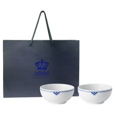 로얄코펜하겐 프린세스 볼 15cm + 쇼핑백, 블루 + 화이트, 2개