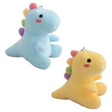 I'CLE 臉紅紅小恐龍絨毛娃娃鑰匙圈2入組, 1套, 12cm, 藍色, 黃色