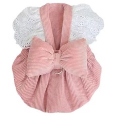 寵物 I Love Pet 大蝴蝶結燈芯絨連身裙, 1個, 粉紅色