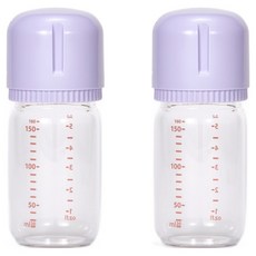 JOHANSON bebis 嬰幼兒用安心玻璃奶瓶 雙入組, 2個, 160ml, 薰衣草紫