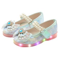 마미트리 여아용 RS 파스텔 진주 LED 구두