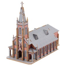 영공방 미니 공세리 성당 DIY 입체퍼즐 우드모형, 혼합색상, 69피스, 1개