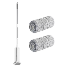 Select to You 輕鬆擰乾免手洗平板拖把 + 米色清潔布 2件組, 1套