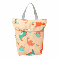 雙口袋嬰兒尿布收納袋, 恐龍款, 大容量防水便攜掛袋, 24 x 20 x 底厚7 x 底寬14cm, 恐龍, 1個