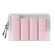 軟管分裝瓶組 15ml/50ml/80ml/100ml 附送洗漱收納包, 1組, 北歐粉