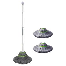 Okoro 免手洗旋轉擰乾拖把 + 拖把布2入組, 1套