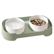 티유 반려동물 테이블 식기 2구 세트, 그린, 1세트