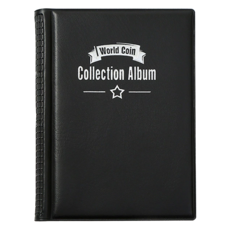 Waxstore 硬幣 收集 嗜好 蒐集 貨幣 120格 收藏冊 黑色 + 銀色 15.5 x 11 cm, 1個