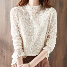 시크힐즈 라운드넥 시스루 긴팔 셔츠 06326