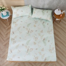 鴻宇寢飾 美國棉床包枕套組 綠 狐狸艾莉森 床包組 180x186CM, 1組, 床包 + 枕套 2個, 雙人加大