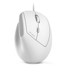 IRIVER 抗菌處理 輕巧 EV100 隱形人體工學靜音有線垂直滑鼠, 白色, 單一商品