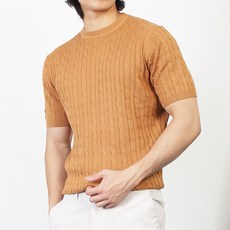 마인플로우 남성용 케이블 라운드 반팔 니트 WS510