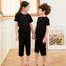 bonumam 兒童柔軟觸感鈕扣家居服上下套裝