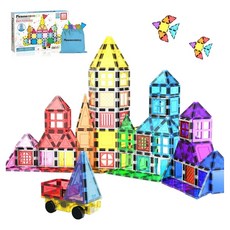 PicassoTILES 畢卡索 畢卡索磁吸建築方塊 携帶包包含 61入組, 1組, 混色