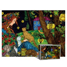 ADDONE 拼圖, 500件, 少女與貓, 1個