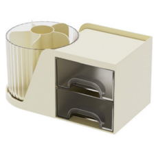 제이디얼 데스크 투인원 360회전 오거나이저 수납함, 크림 옐로우, 1개