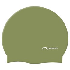 Phoenix 矽膠 Logo 素色游泳帽 PCS-02, 1個, 卡其色