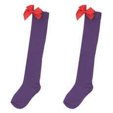 알로데 여성용 컬러 포인트 리본 파티용 오버니삭스 2켤레 세트