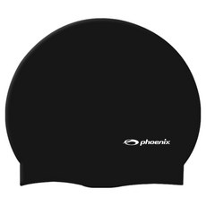 피닉스 실리콘 로고 솔리드형 수영모 PCS-02, 블랙, 1개