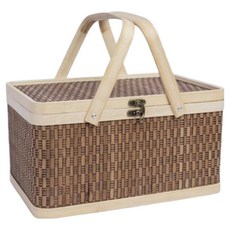 홈담 保冷竹製野餐籃 竹製, 1個, 混合顏色