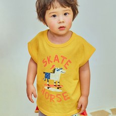 Firstblue 兒童透氣滑冰馬圖案無袖T恤