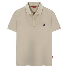 BEVERLY HILLS POLO CLUB 比佛利保羅 男女通用標準刺繡Logo PK短袖翻領T恤 CPX0T01, 淺褐色