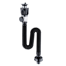 豪麥源 防臭下水管, 新型S彎管 雙向安裝, 全長100cm, 黑色