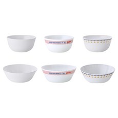 Corelle Brands 康寧餐具 Pyrex 牛奶玻璃 好食白色和諧 飯碗3件 + 湯碗3件組, 1套, 飯碗 + 湯碗, 混色