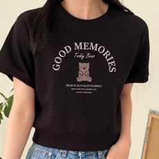 에어플레인 여성용 굿메모리즈 크롭 반팔 맨투맨