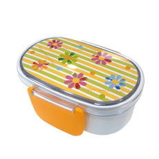 Imotani 小花 440ml 雙層便當盒, 黃色/白色, 1個