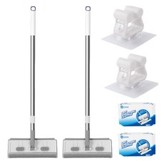 MONACO OLIVE 多合一窗戶清潔刷 2入 + 靜電除塵布 30張 x 2包 + 簡易拖把掛勾 2入組 白色, 1套