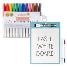 Lineplus 畫架式白板 藍色 + 細頭白板筆 12色組, 12色, 1套