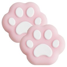 호후 닌텐도 스위치 조이콘 아날로그 스틱 커버 캡 OLED 라이트 호환 왕냥발, 화이트 + 핑크, 2개