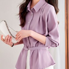 페이퍼먼츠 버터플라이 허리밸트 블라우스 00410