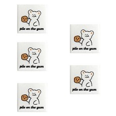 yarna 쿠키곰돌이 캐릭터 패브릭 천 라벨, 5개, 혼합색상