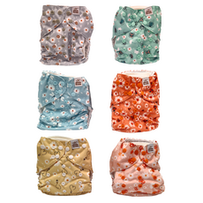 Mama Koala 口袋式布尿布3.0 Set 6 3.6-18kg 外層100%聚酯纖維 內層100%聚酯纖維 尿墊外層80%竹纖維20%聚酯纖維, 雛菊小花, 1組